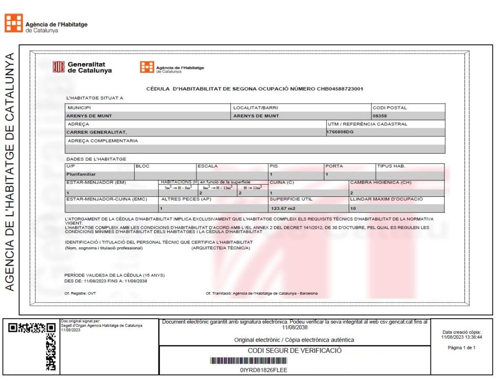 Sol·licitar Cèdula d’Habitabilitat