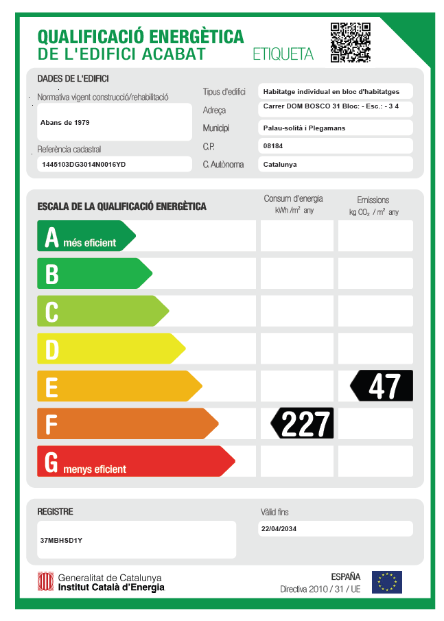 Sol·licitar Certificat Energètic